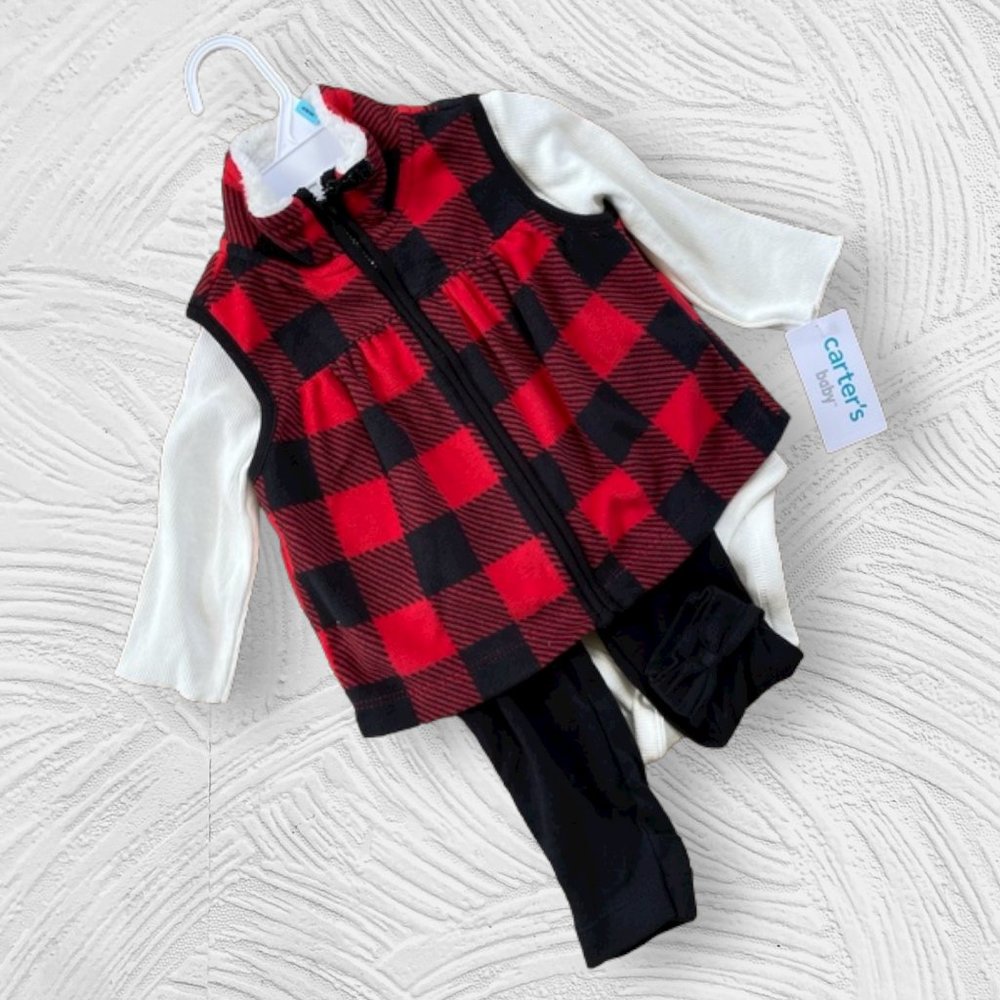 HOST PICK Carterās baby 3 piece buffalo plaid set - Picture 1 of 4